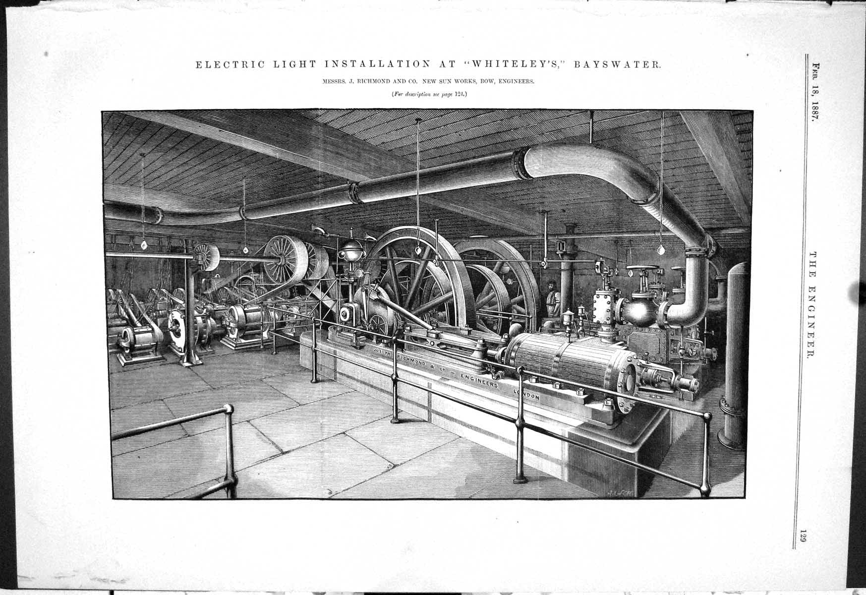 Old 1887 Electric Light Installation Whiteley Bayswater Richmond Sun Victorian