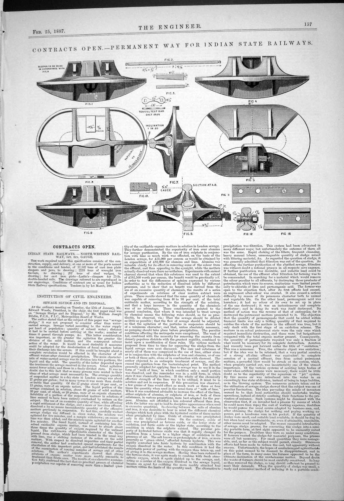 Old Engineering 1887 Permanent Way Indian State Railways Contracts Op Victorian
