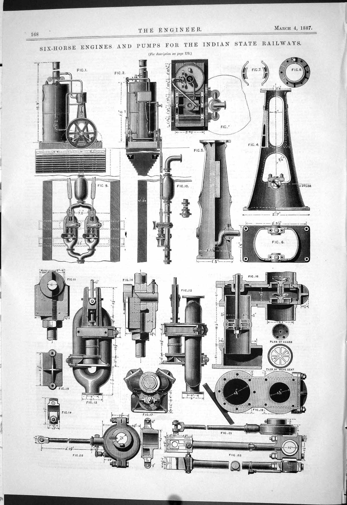 Antique Print 1887 Six-Horse Engines Pumps Indian State Railways Machinery 19th