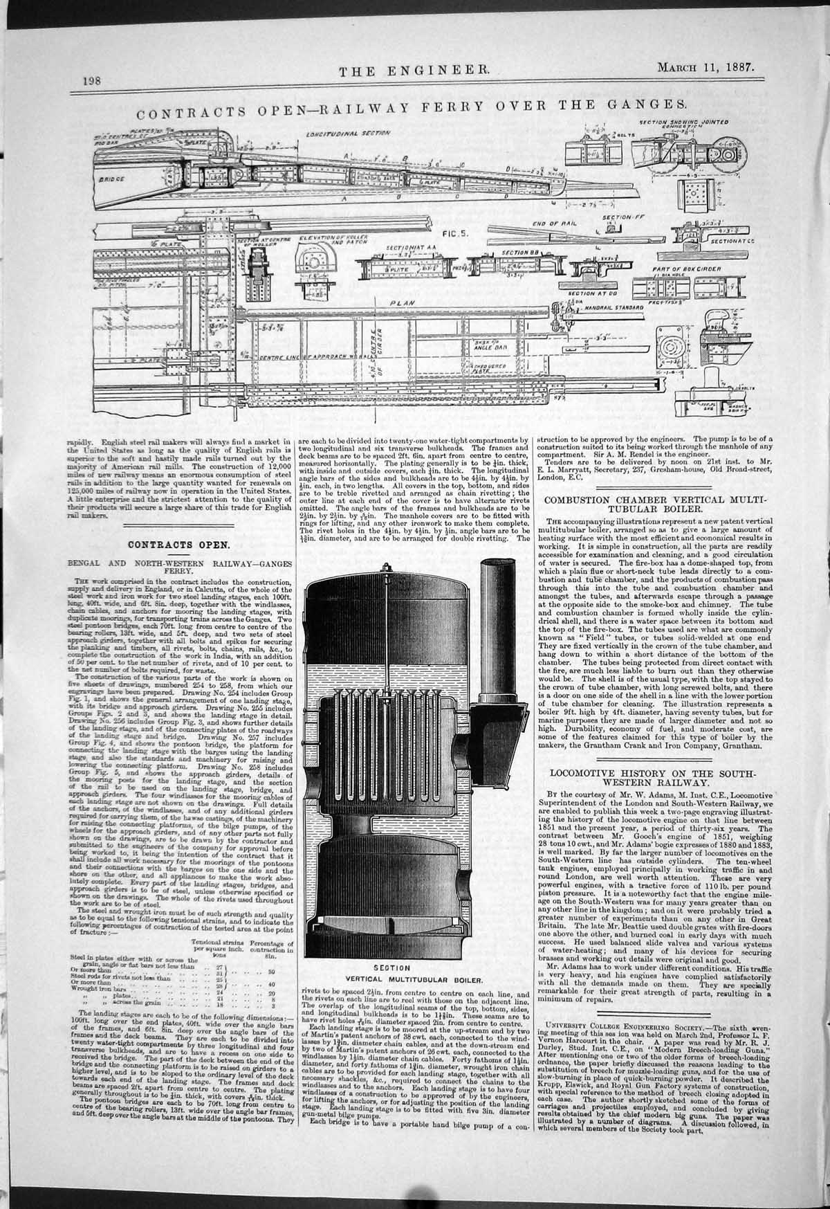 Old 1887 Contracts Open Railway Ferry Ganges River Multitubular Boile Victorian