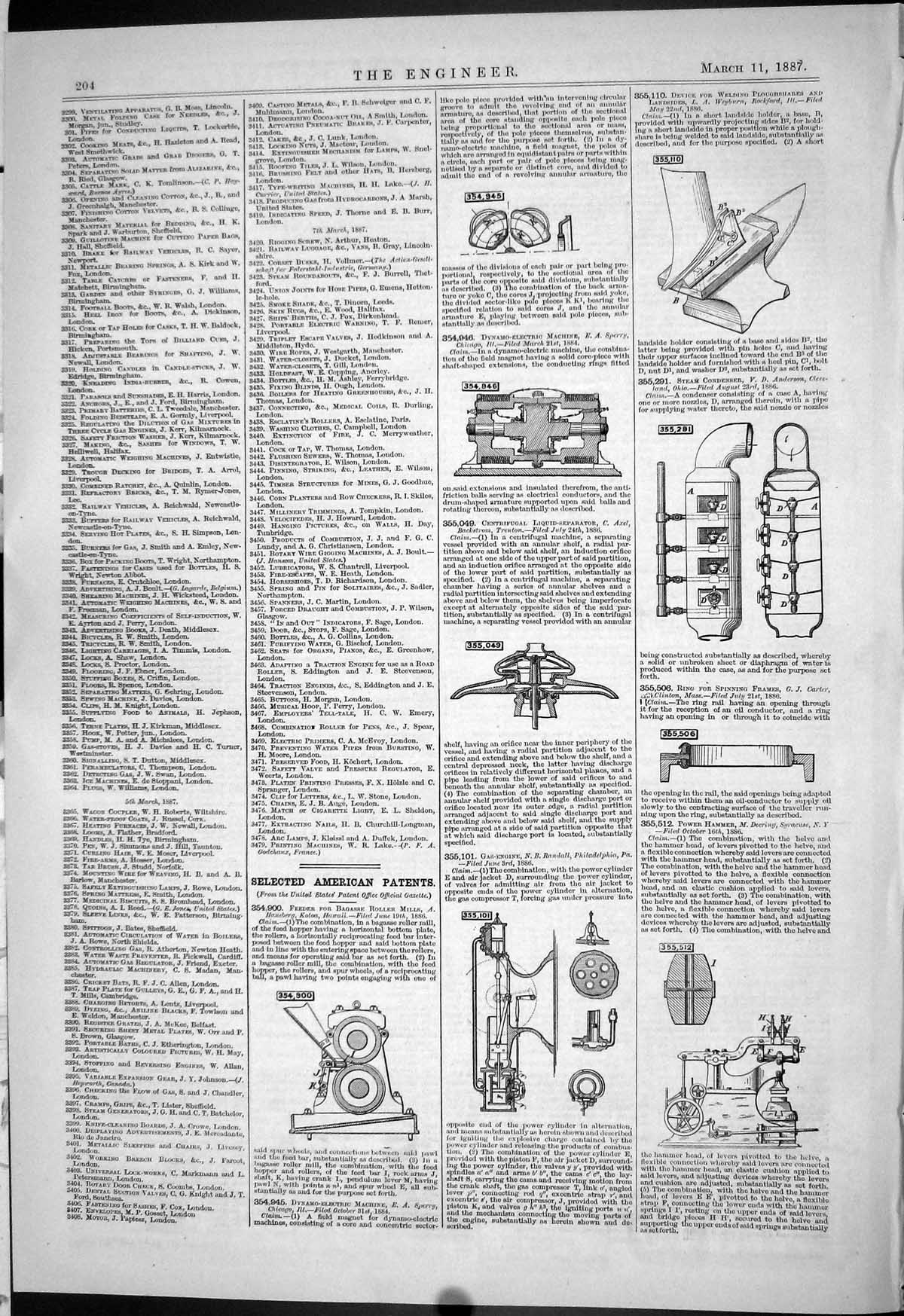 Old 1887 American Patents Haneberg Randall Axel Deering Sperry Anders Victorian