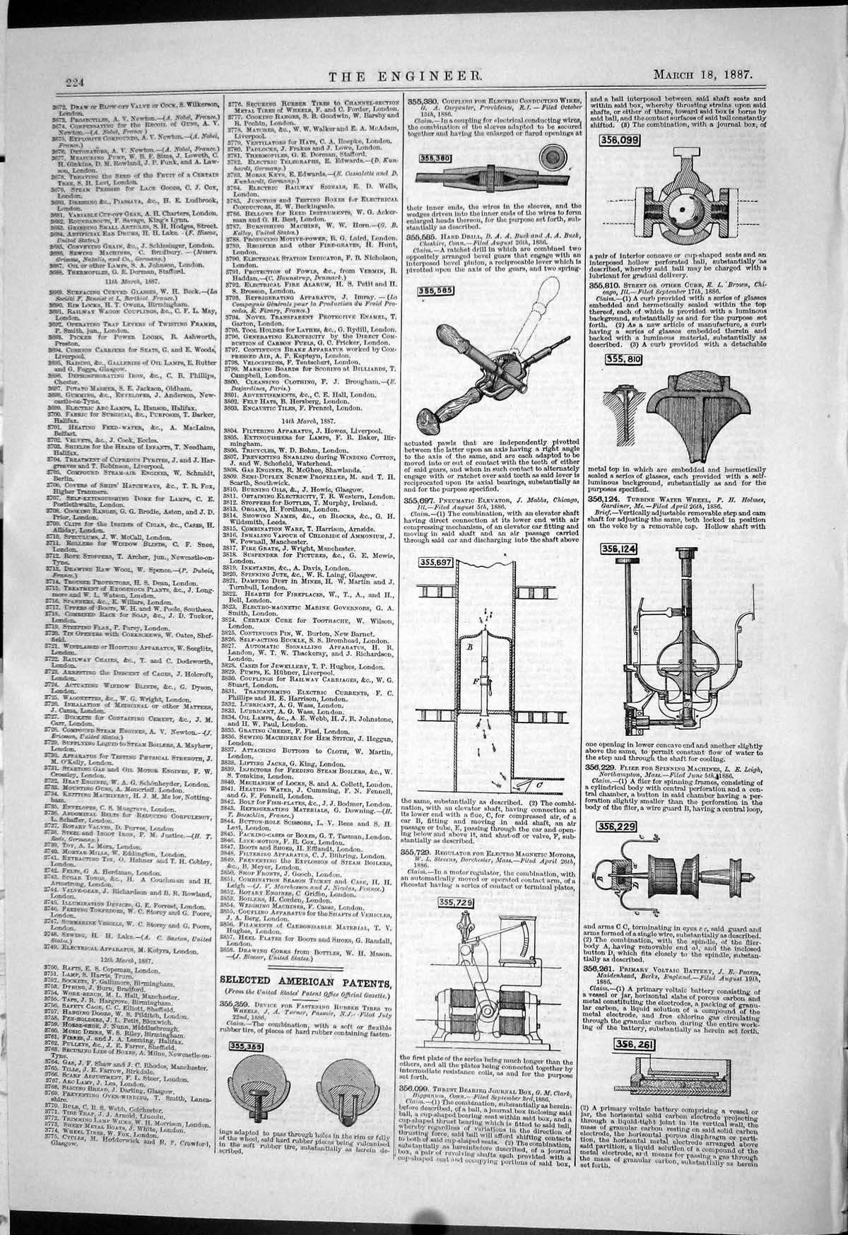Old 1887 American Patents Turner Stevens Pearce Holmes Mabbs Carpente Victorian