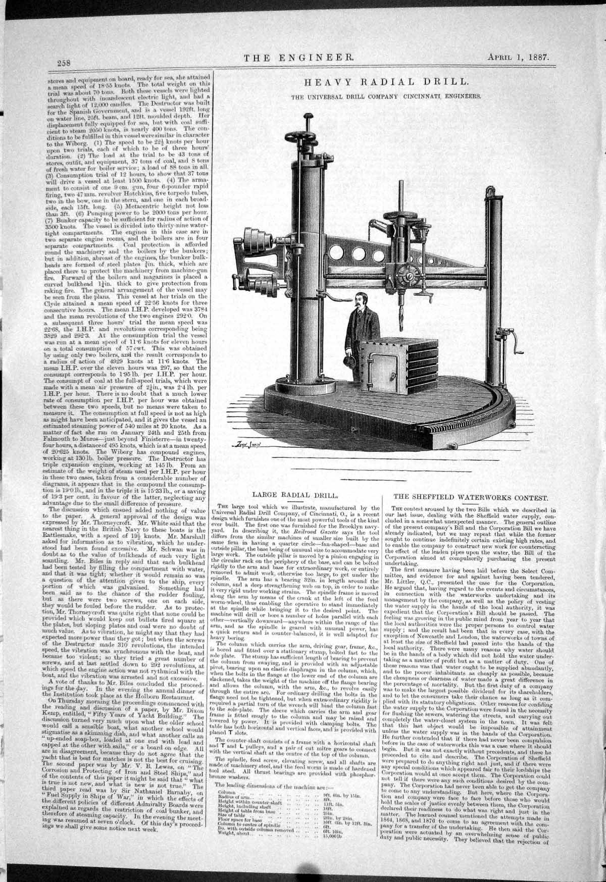 Old Print 1887 Heavy Radial Drill Machinery Universal Company Cincinnati 19th