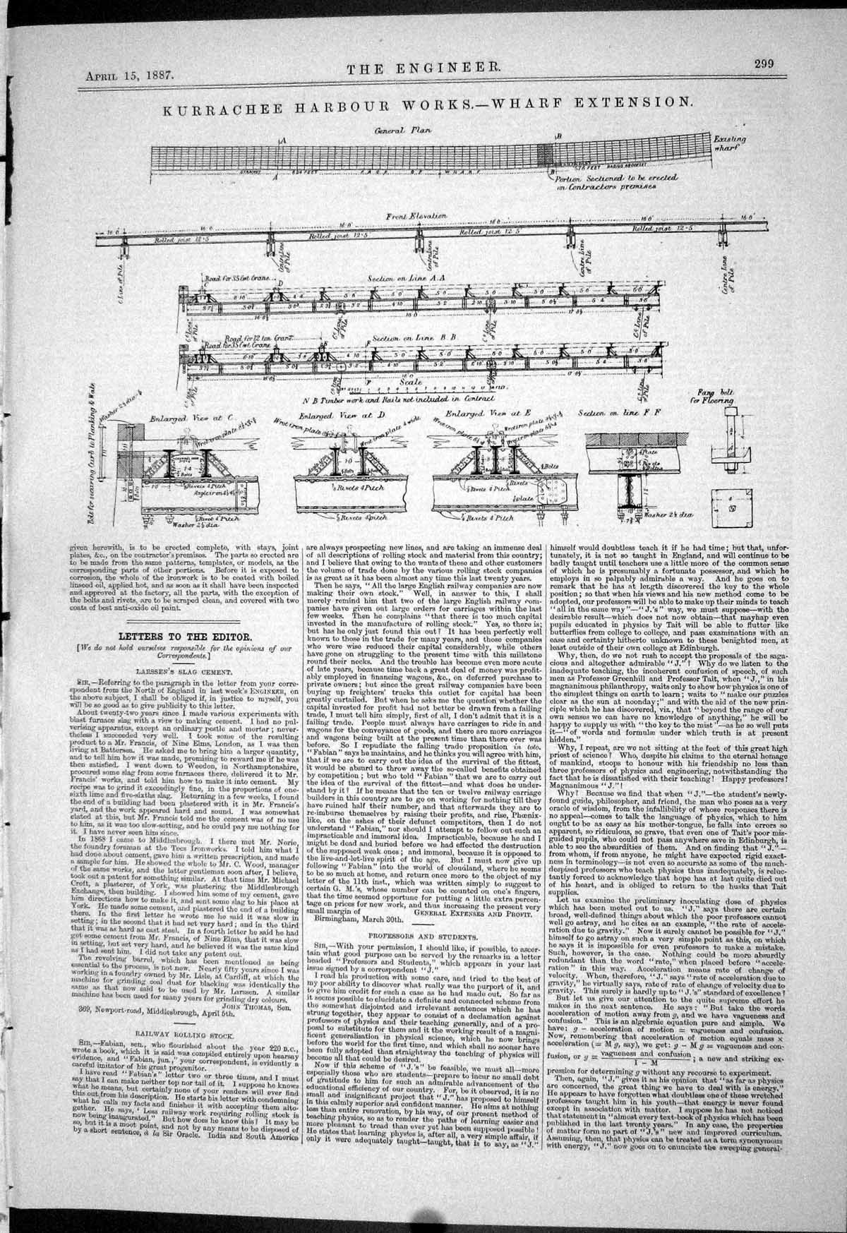 Old Kurrachee Harbour Works Wharf Extension Diagrams Engineering 1887 Victorian