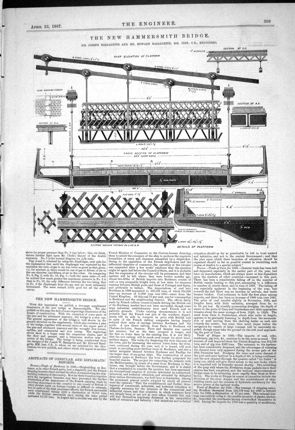 Old 1887 Hammersmith Bridge Bazalgette Mumford Moodie Exhaust Separat Victorian