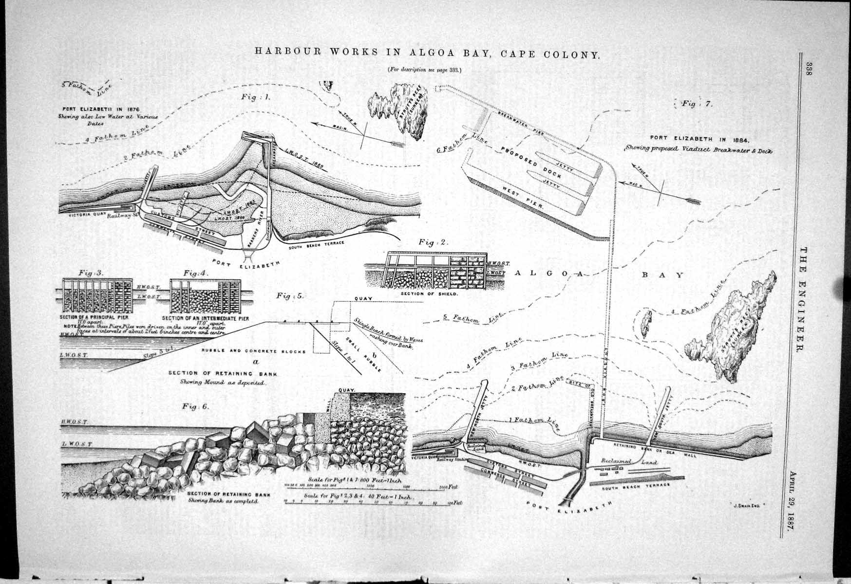 Antique Print 1887 Harbour Work Algoa Bay Cape Colony Africa Port Elizabeth