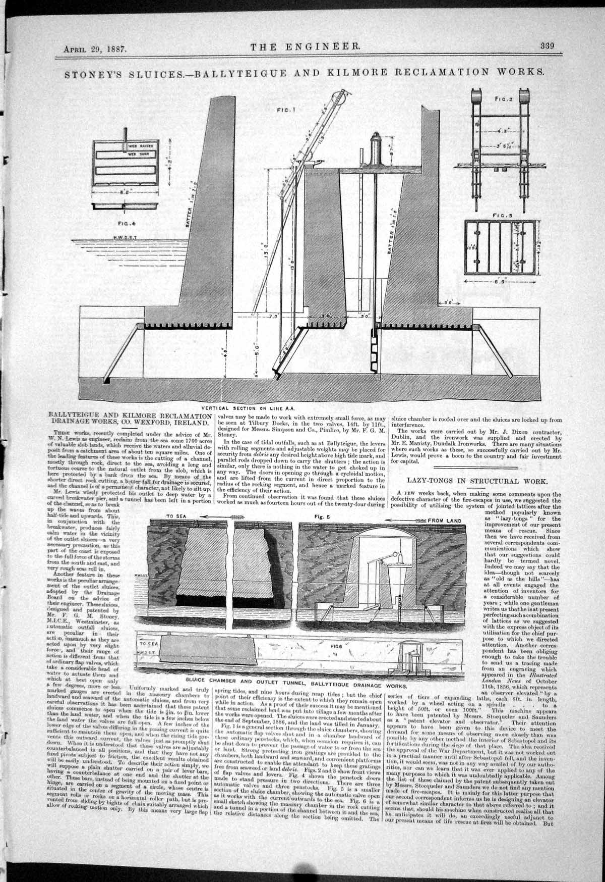 Old 1887 Stonley Sluices Ballyteigue Kilmore Drainage Works Hunt Ston Victorian