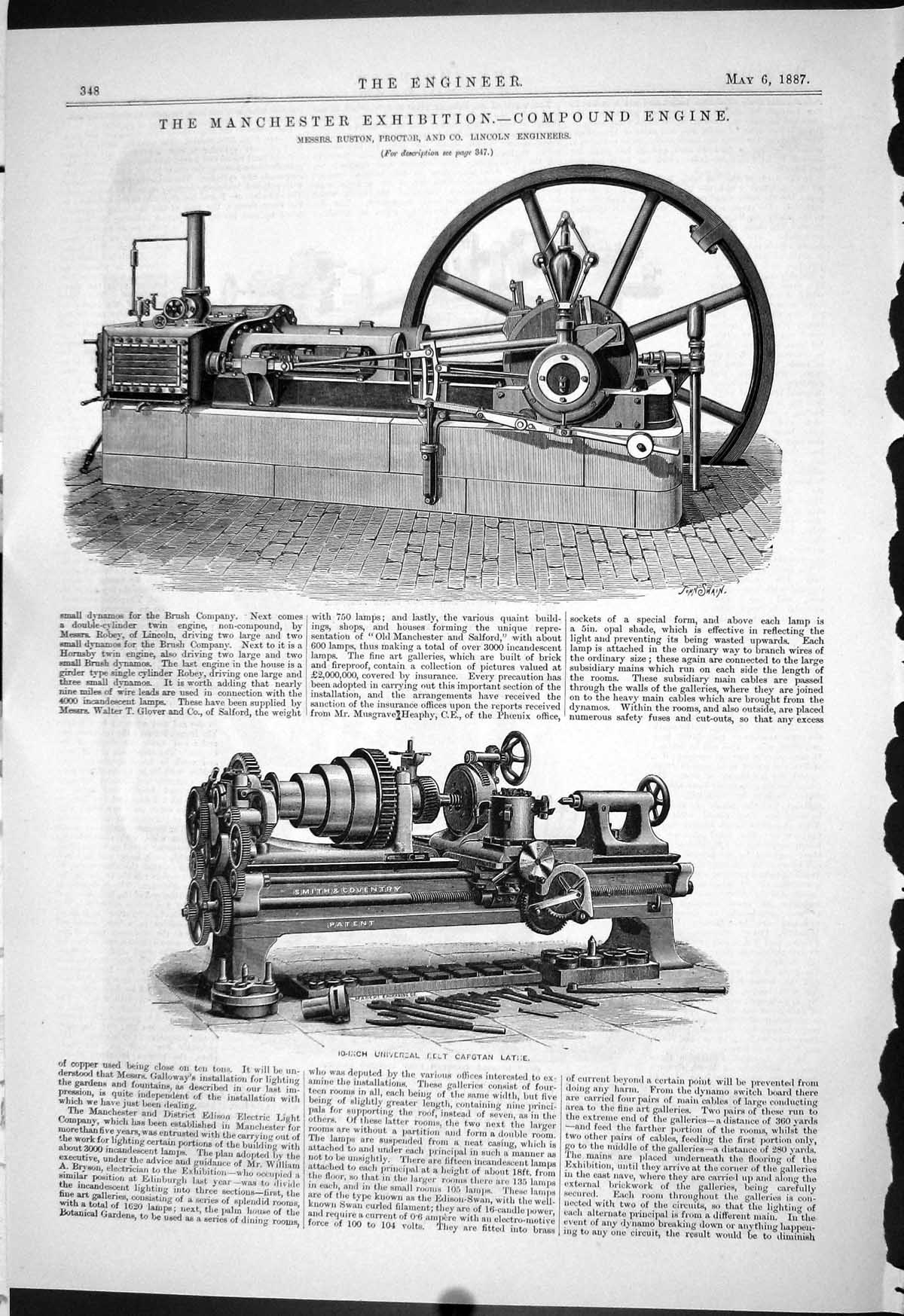 Old 1887 Compound Engine Manchester Ruston Lathe Cooper Capstan Turre Victorian