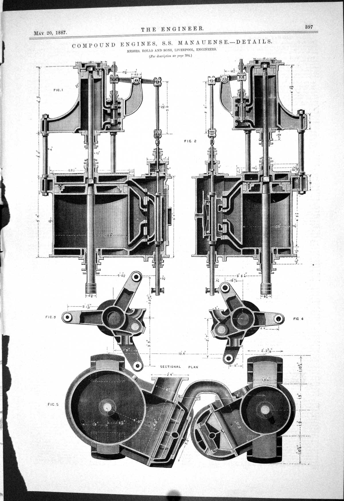 Old Engineering 1887 Compound Engines Manauense Rollo Liverpool Machi Victorian