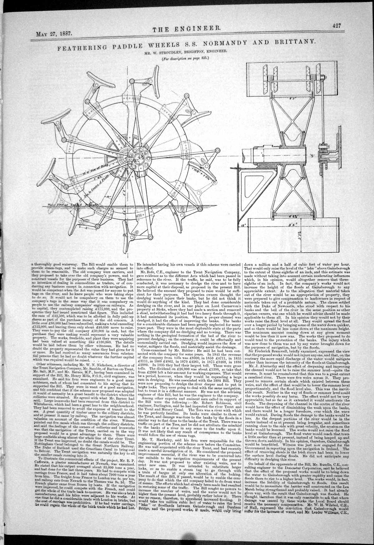 Old 1887 Feathering Wheels Ship Normandy Brittany Stroudley Thurston Victorian