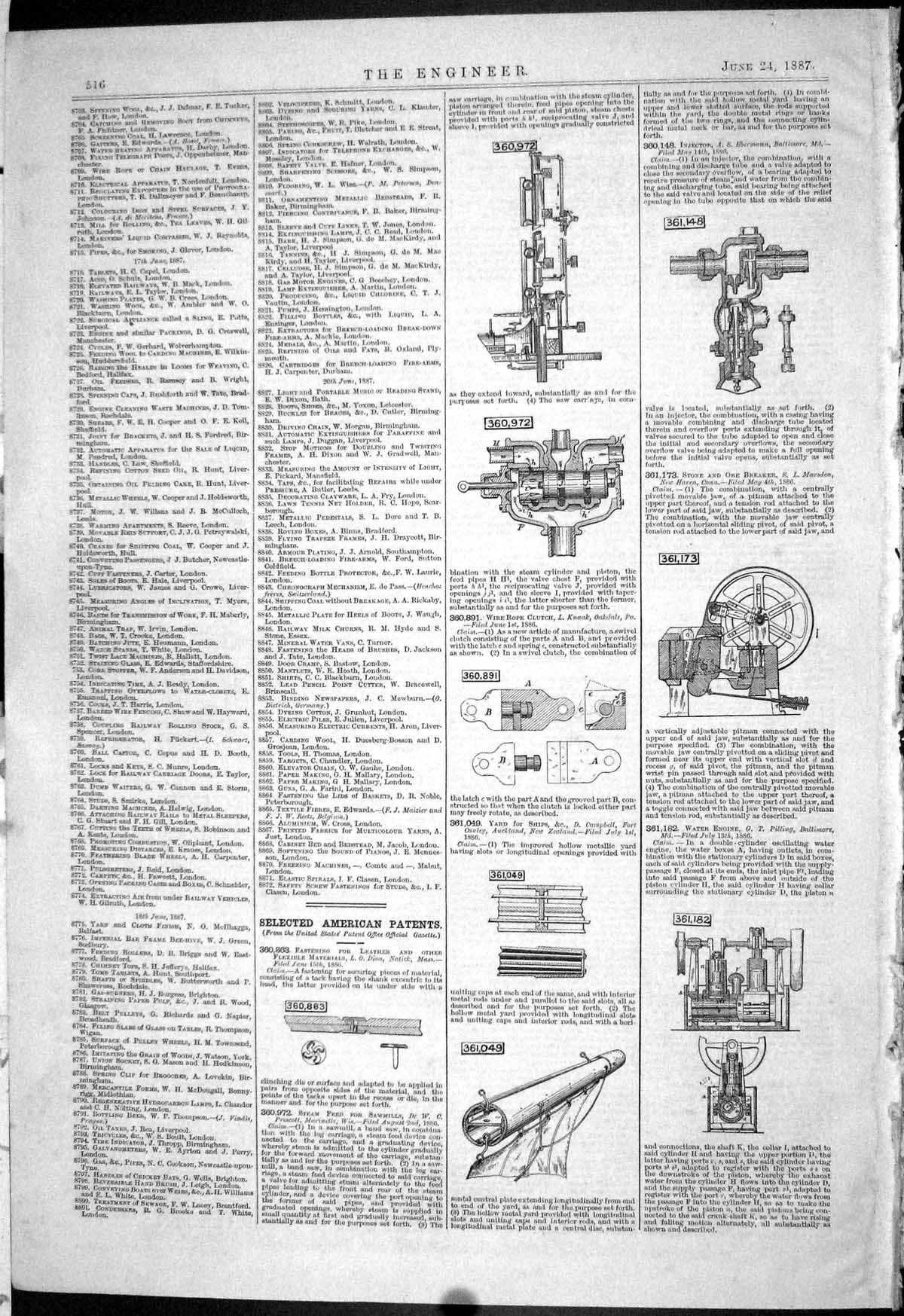 Old 1887 American Patents Dion Campbell Knack Marsden Ebermann Pillin Victorian