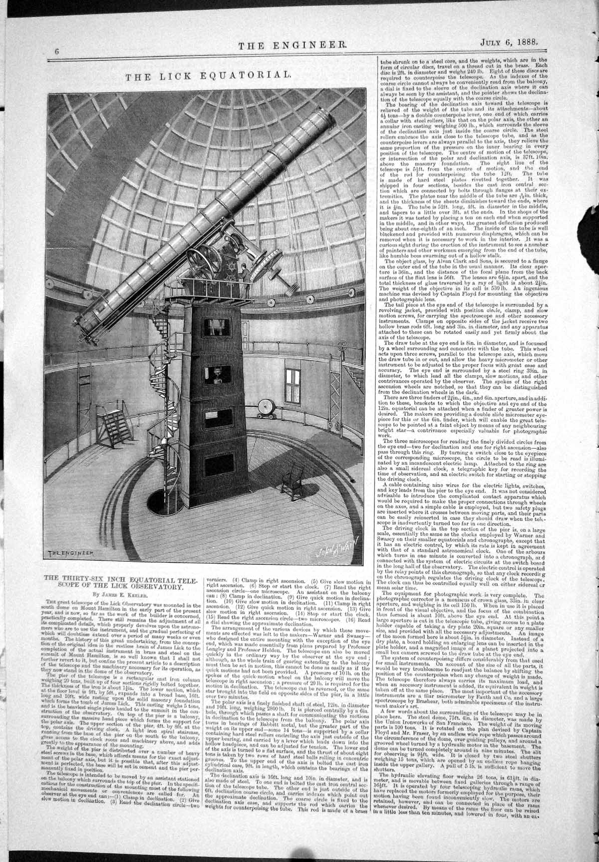 Old 1888 Engineering Lick Equatorial Thirty-Six Inch Telescope Instru Victorian