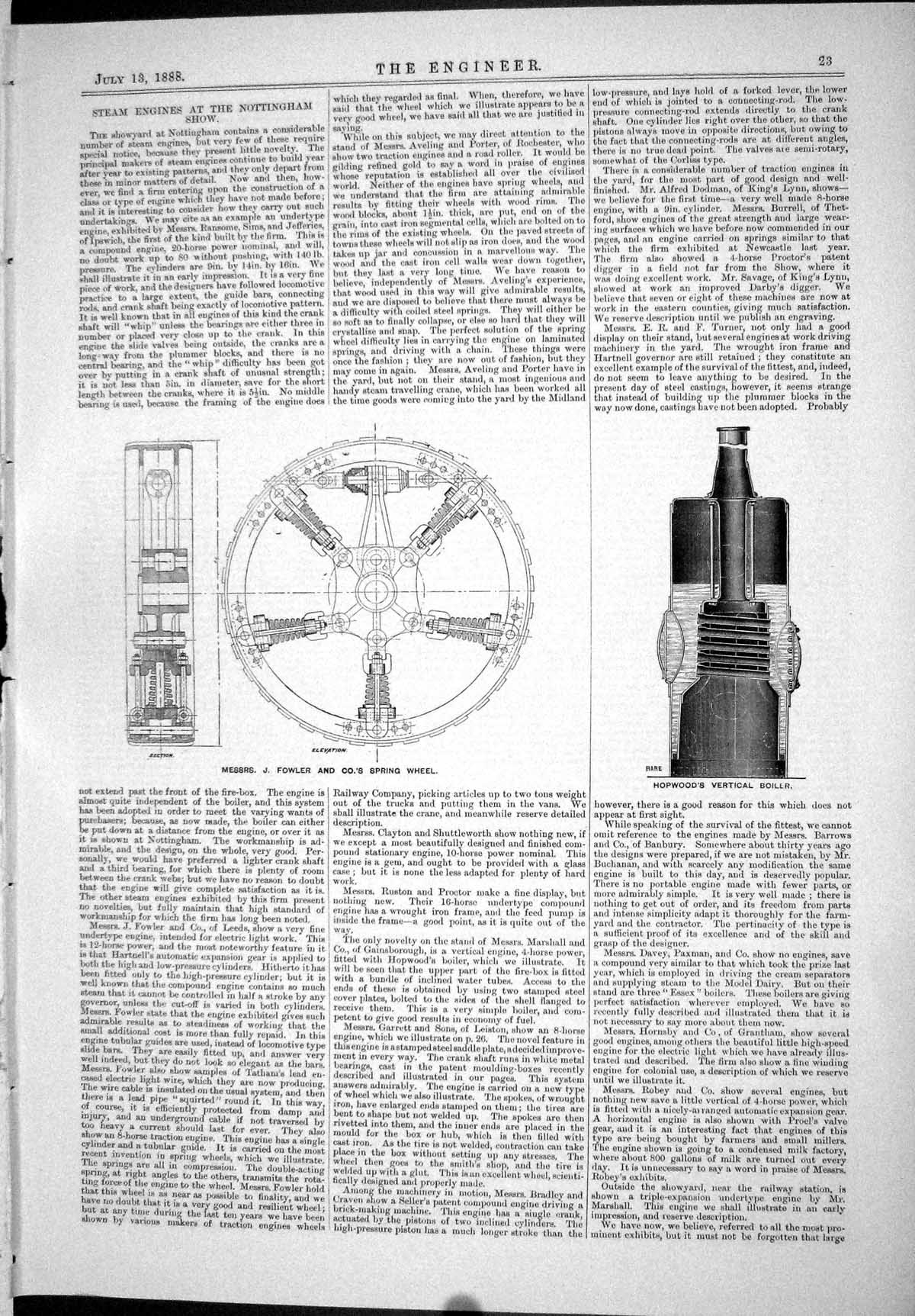 Old 1888 Messrs Fowler Spring Wheel Hopwood Vertical Boiler Instrumen Victorian