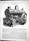 Antique Print 1888 Triple Expansion Semi-Portable Engine Marshall Keighley 19th