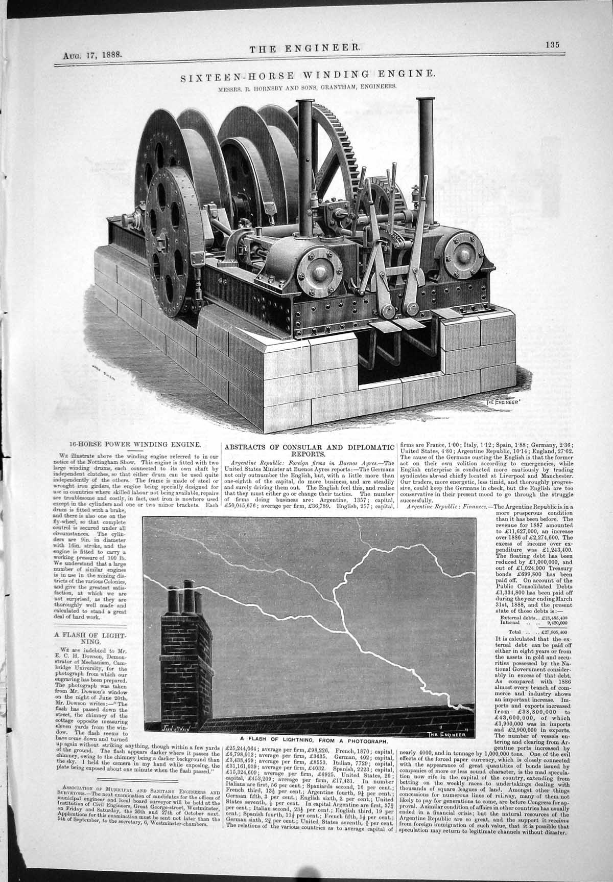 Old 1888 Sixteen-Horse Winding Engine Hornsby Diamond Mine Lightning Victorian