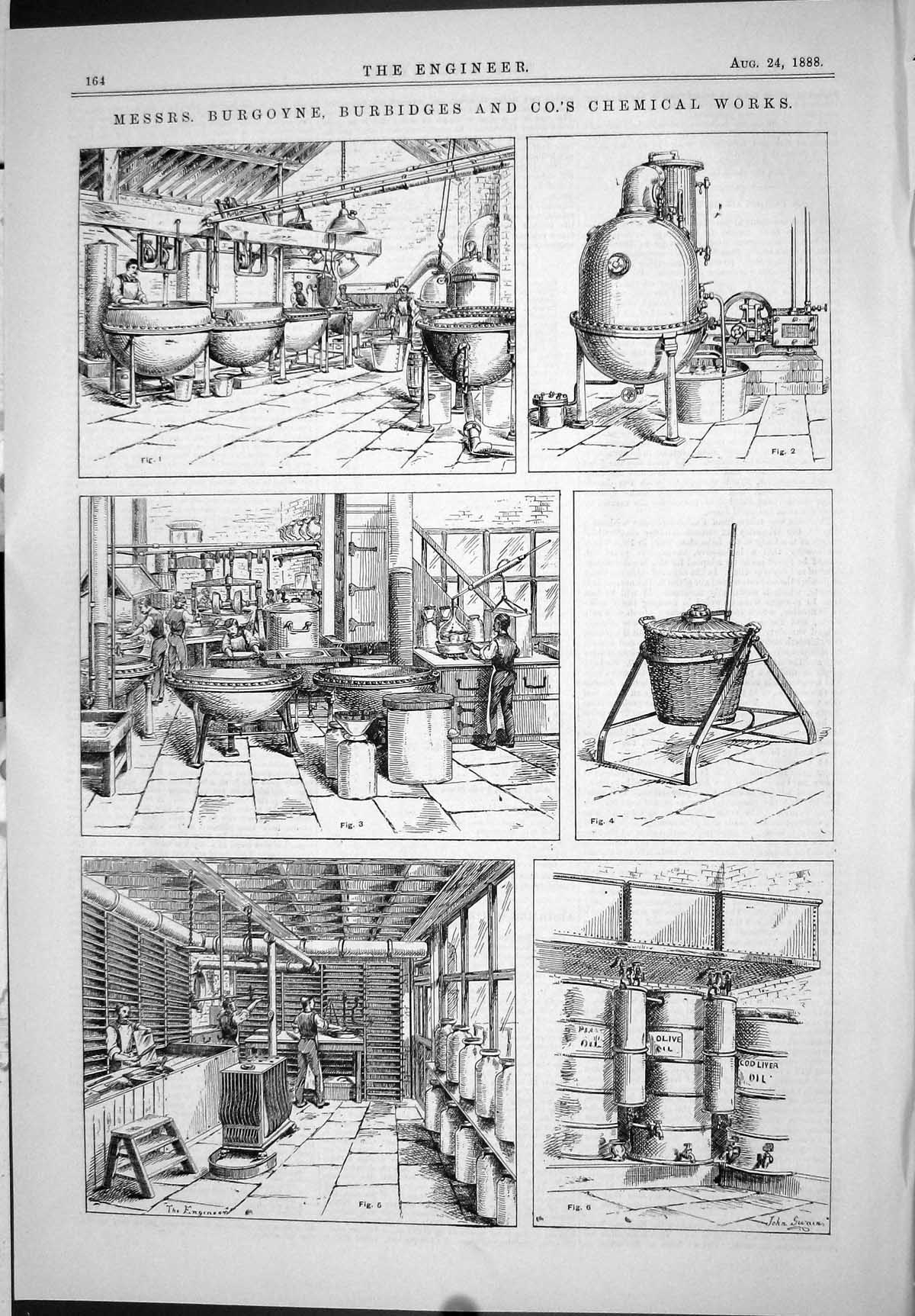 Antique Print 1888 Burgoyne Burbidges Chemical Works Machinery Instruments 19th