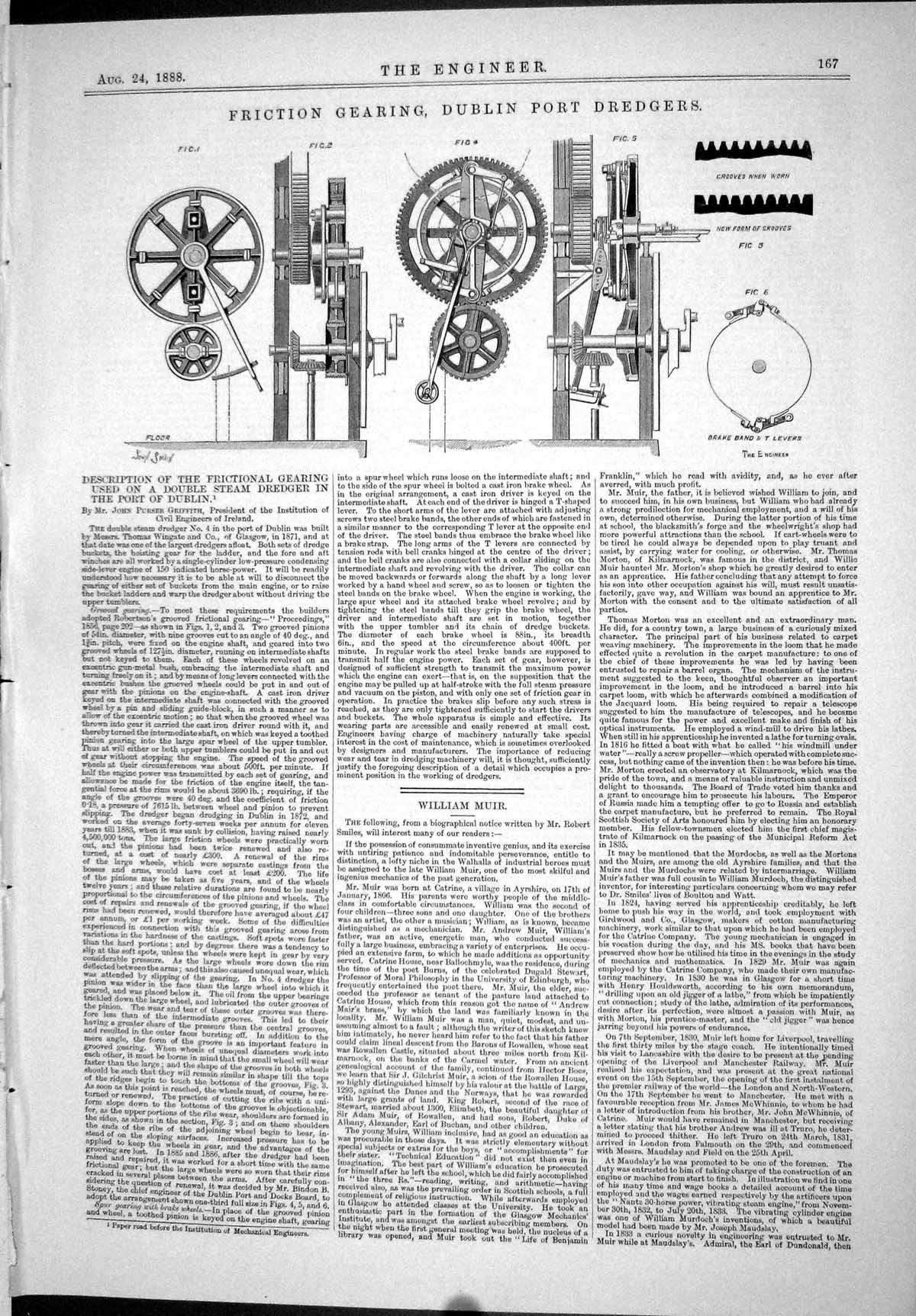 Old 1888 Engineering Friction Gearing Dublin Port Dredgers Machinery Victorian