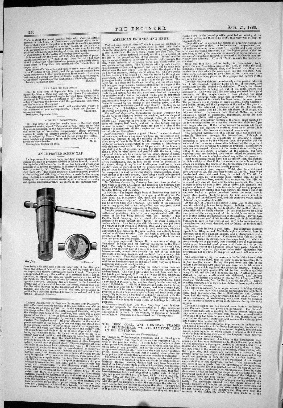 Old 1888 Engineering Improved Screw Tap Patent William Mather Instrum Victorian