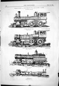 Antique Old Print 1888 Erecting Locomotive Train Wheels Boiler Wheels Railway
