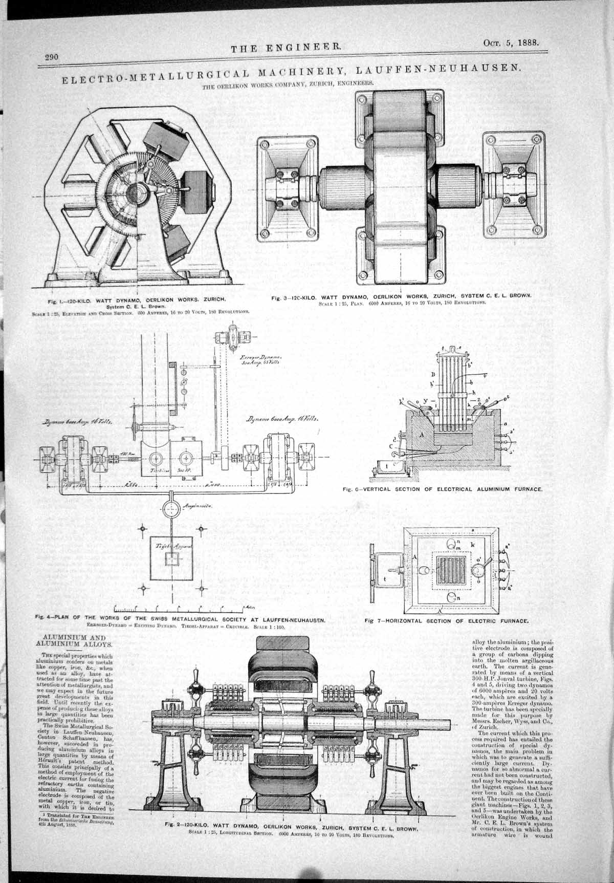 Antique Print 1888 Electro-Metallurgical Machinery Lauffen-Neuhausen Dynamo