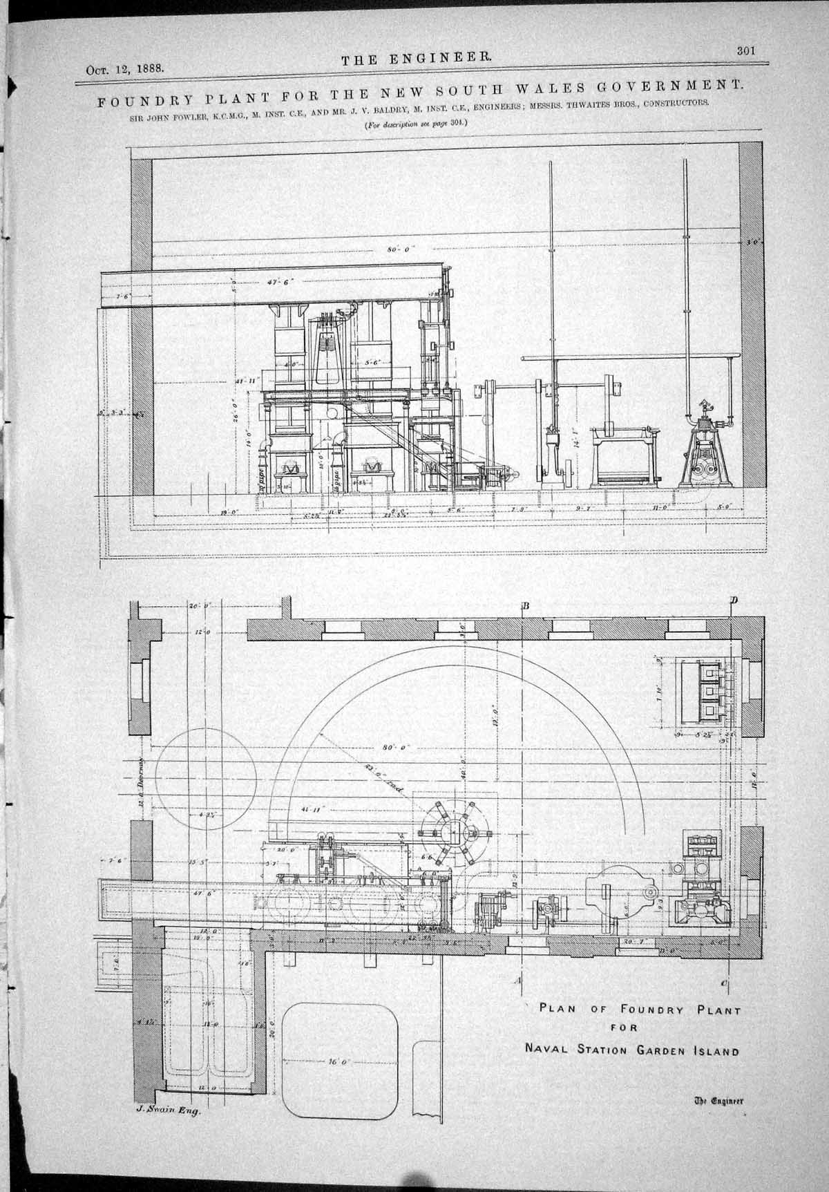 Old 1888 Plan Foundry Plant Australia John Fowler Machinery Diagrams Victorian