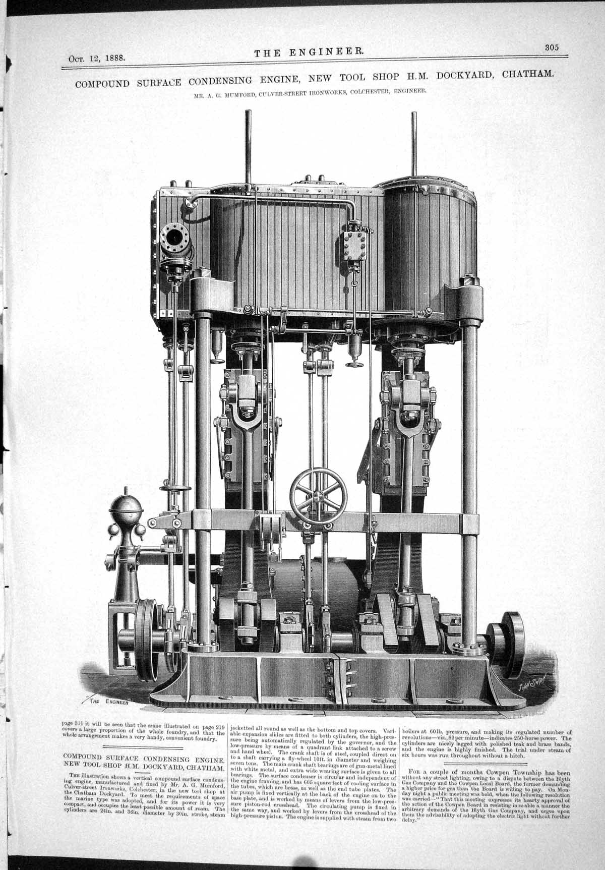Old 1888 Compound Surface Condensing Engine Tool Shop Chatham Mumford Victorian