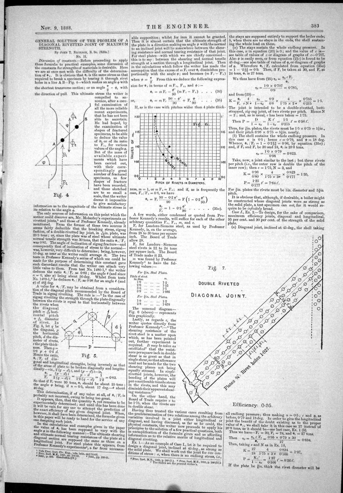 Old Print 1888 Diagrams Solution Problem Rivetted Joint Maximum Strength 19th