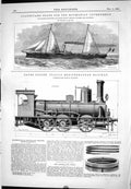 Antique Old Print 1888 Coastguard Boats Roumania Goods Train Railway Frescot