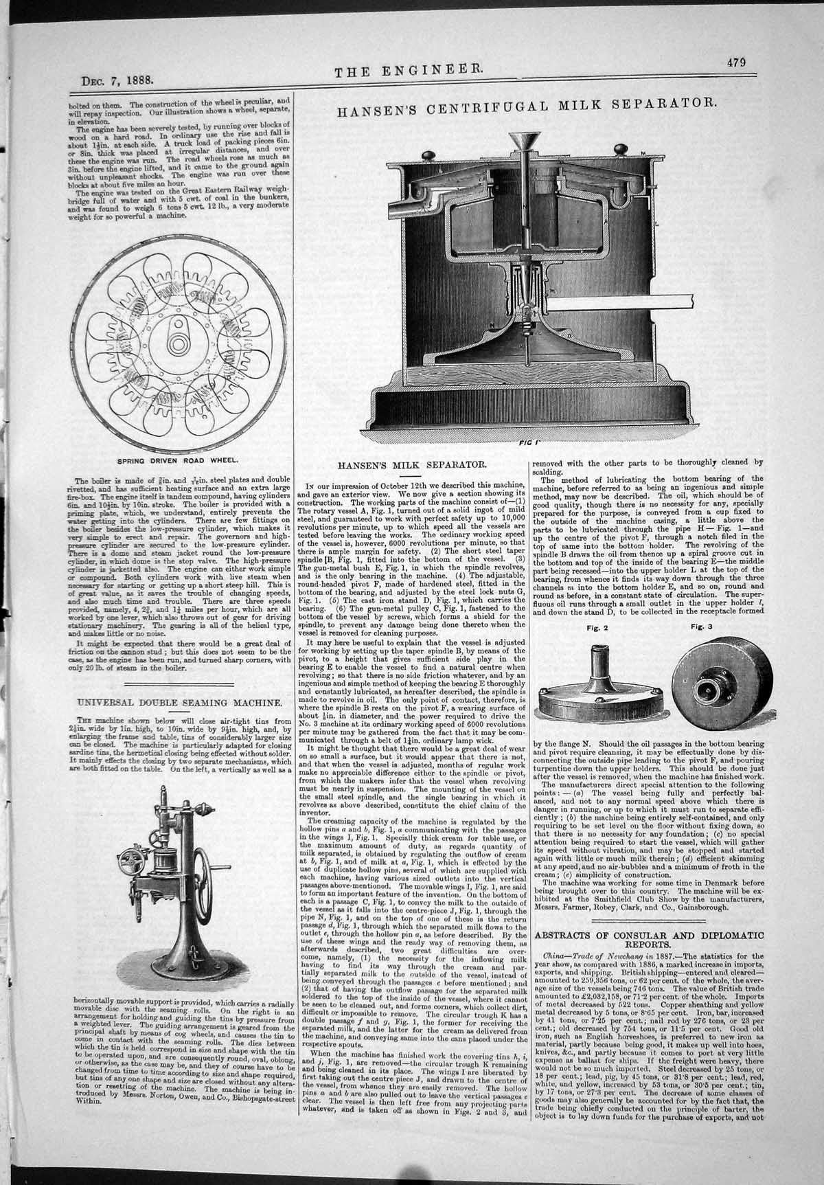 Old Print 1888 Hansen'S Centrifugal Milk Separator Double Seaming Machine 19th