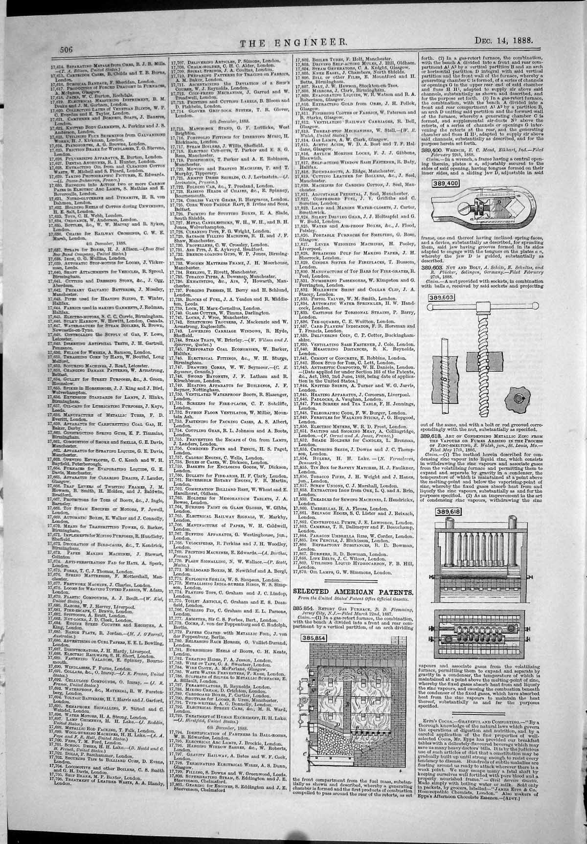 Old Antique Print 1888 Engineering American Patents Instruments Machinery 19th