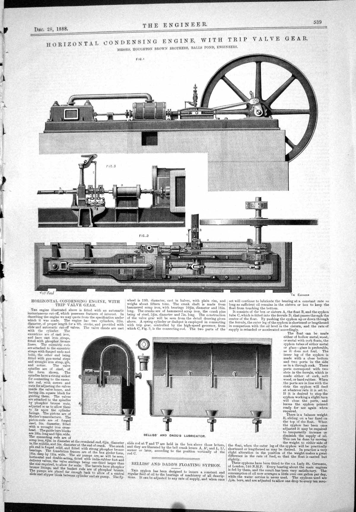 Old Horizontal Condensing Engine Trip Valve Gear Houghton 1888 Engine Victorian