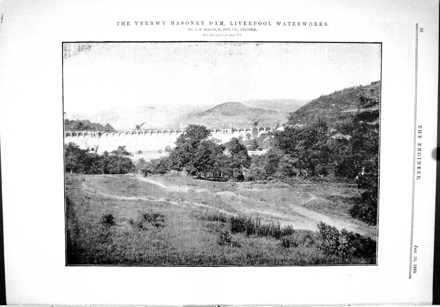 Old 1889 Engineering Vyrnwy Masonry Dam Liverpool Waterworks Deacon I Victorian