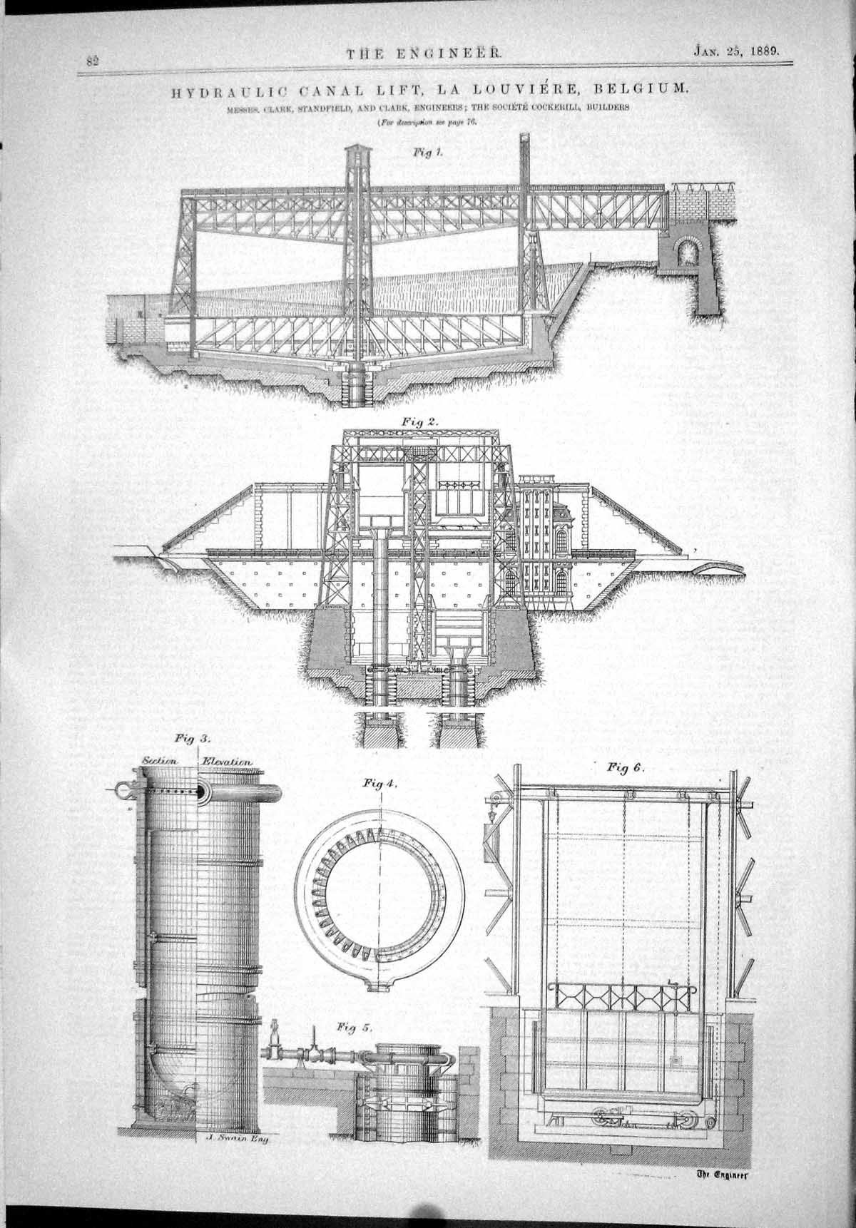 Old *6046 1889 Hydraulic Canal Lift La Louviere Belgium Clark Standfi