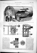 Antique Print 1889 Perret Furnace Cornish Boiler Edmeston Clutch Apparatus 19th