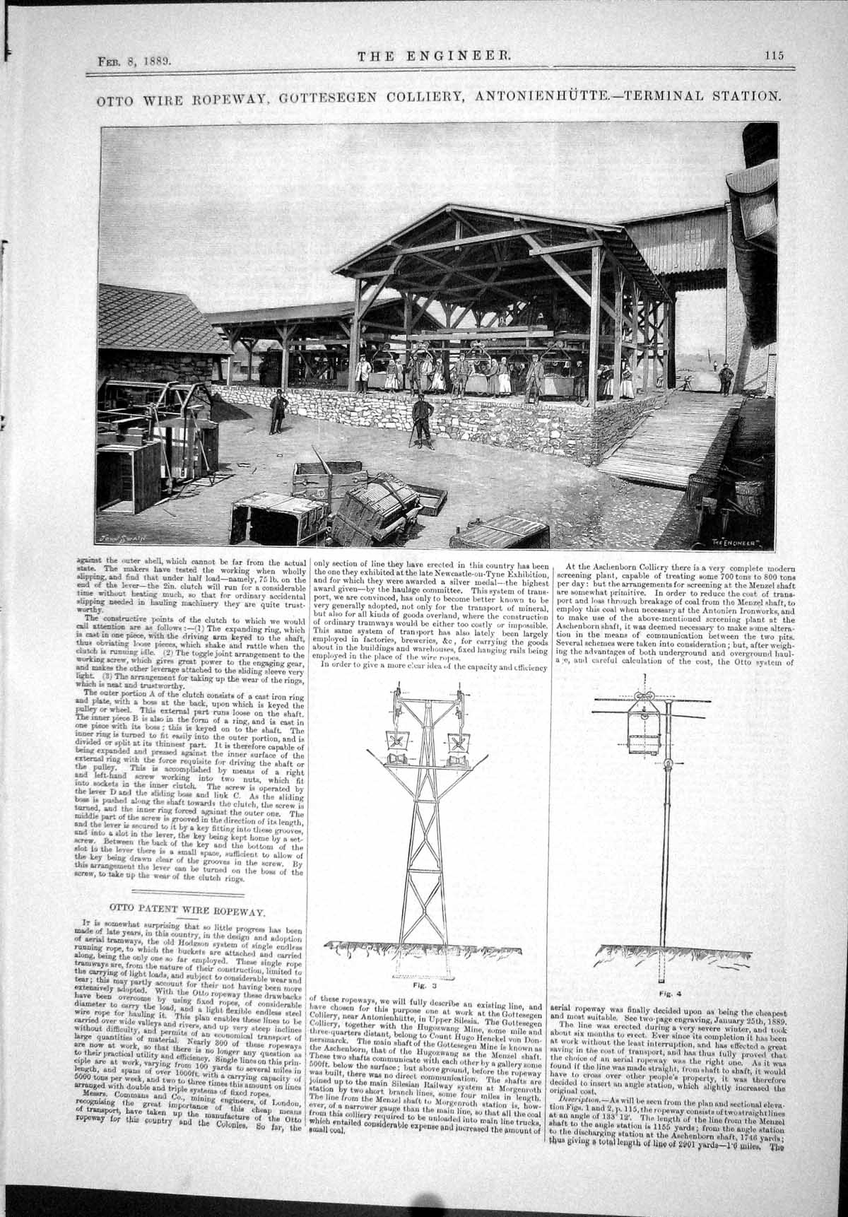 Old 1889 Otto Wire Ropeway Gottesegen Colliery Antonienhutte Station Victorian