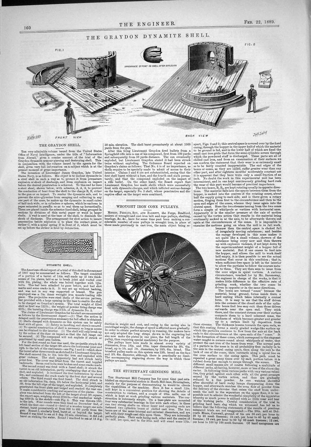 Old Graydon Dynamite Shell 1889 Engineering Wrought Iron Cone Pulleys Victorian