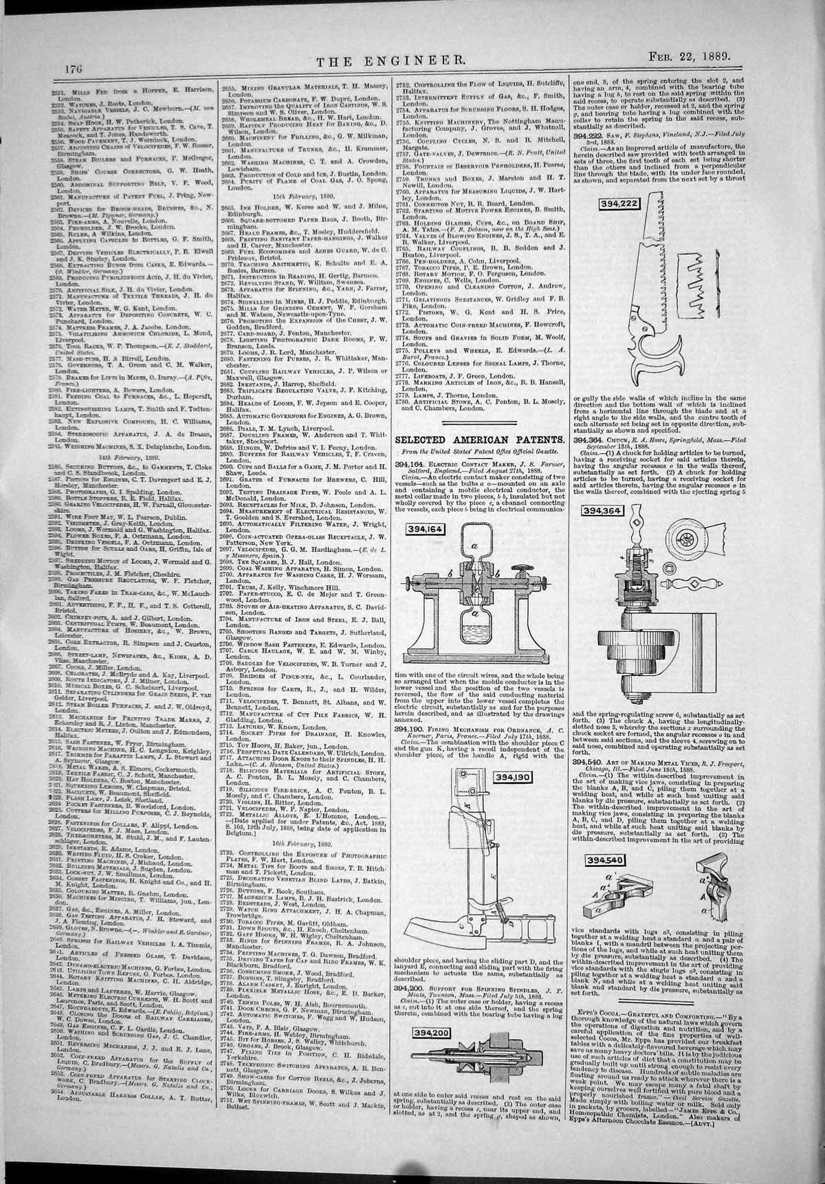 Old 1889 Engineering American Patents Farmer Koerner Ordnance Meats H Victorian