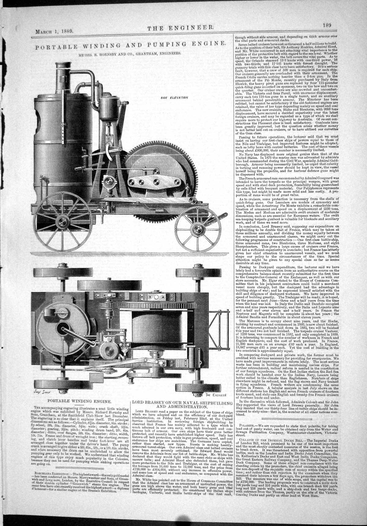 Old 1889 Engineering Portable Winding Pumping Engine Hornsby Grantham Victorian