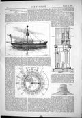 Old Print 1889 Engineering James Douglas Beacon Lights Fog Signals Ships 19th