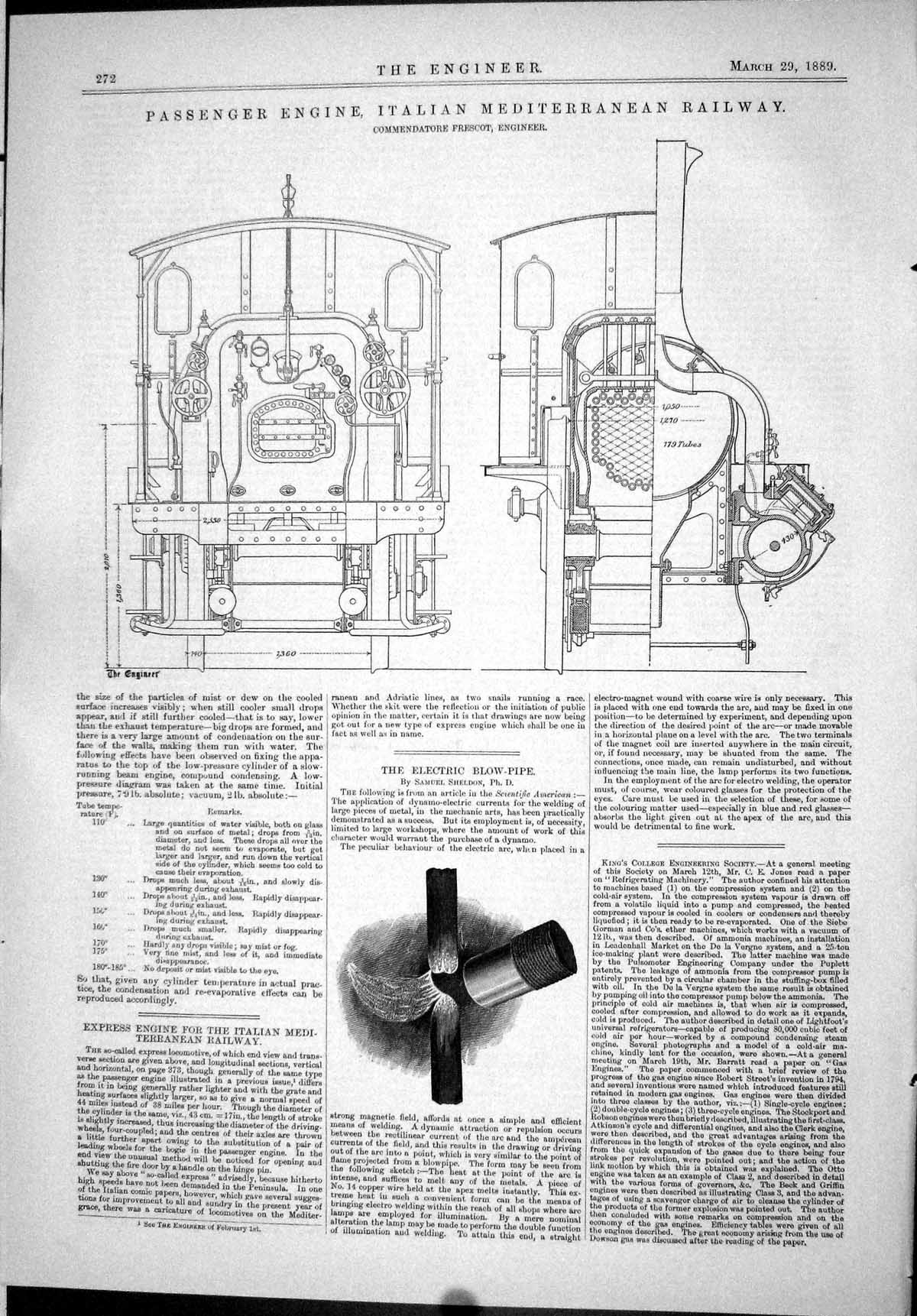 Old 1889 Train Engine Italian Mediterranean Railway Frescot Blow-Pipe Victorian