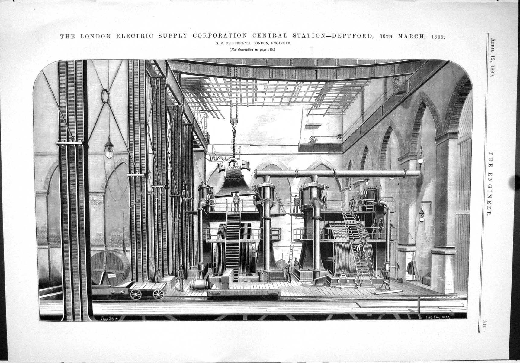 Old 1889 London Electric Supply Corporation Central Station Ferranti Victorian