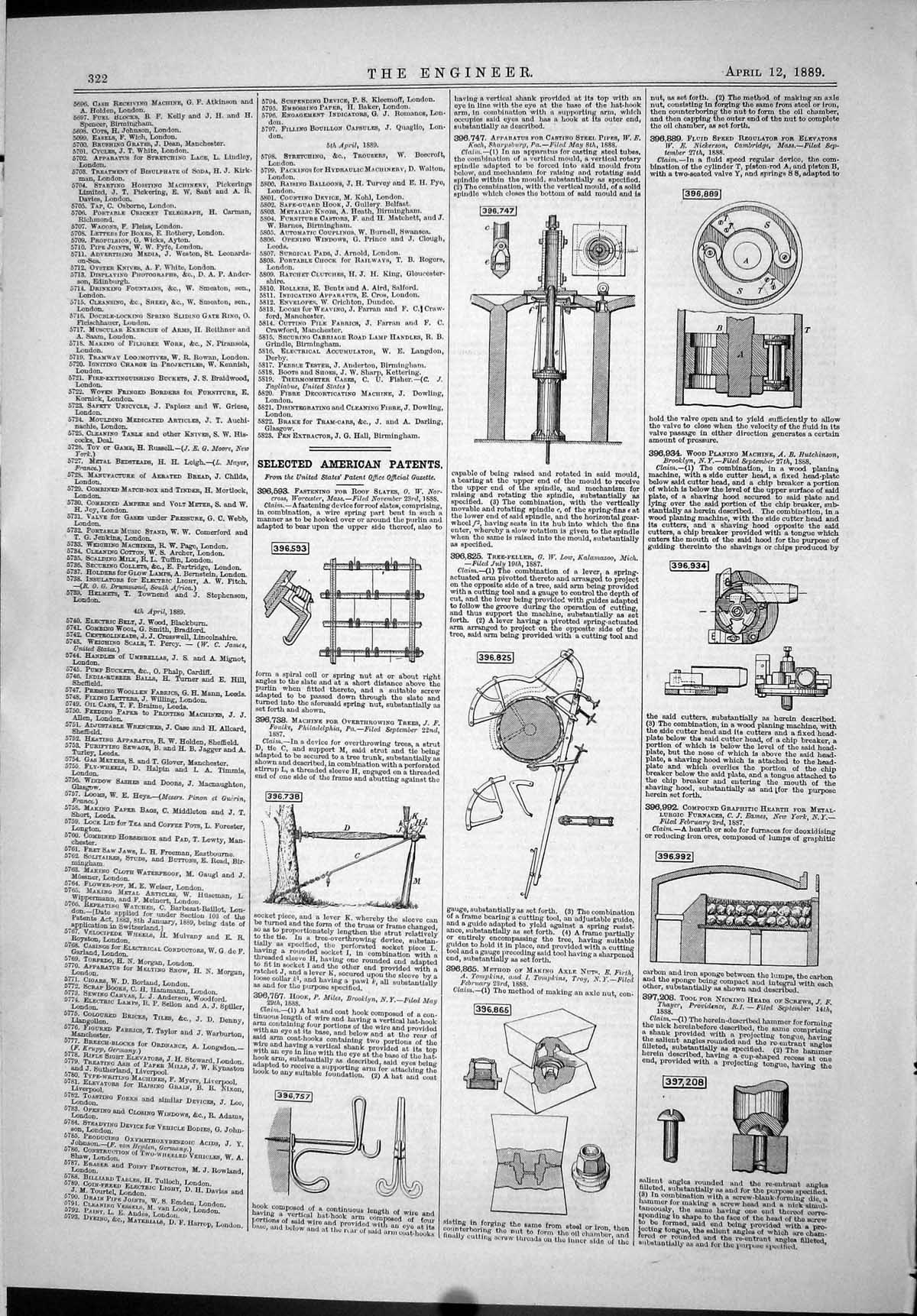 Antique Print 1889 American Patents Foulke Miles Low Thayer Furnaces Eames 19th
