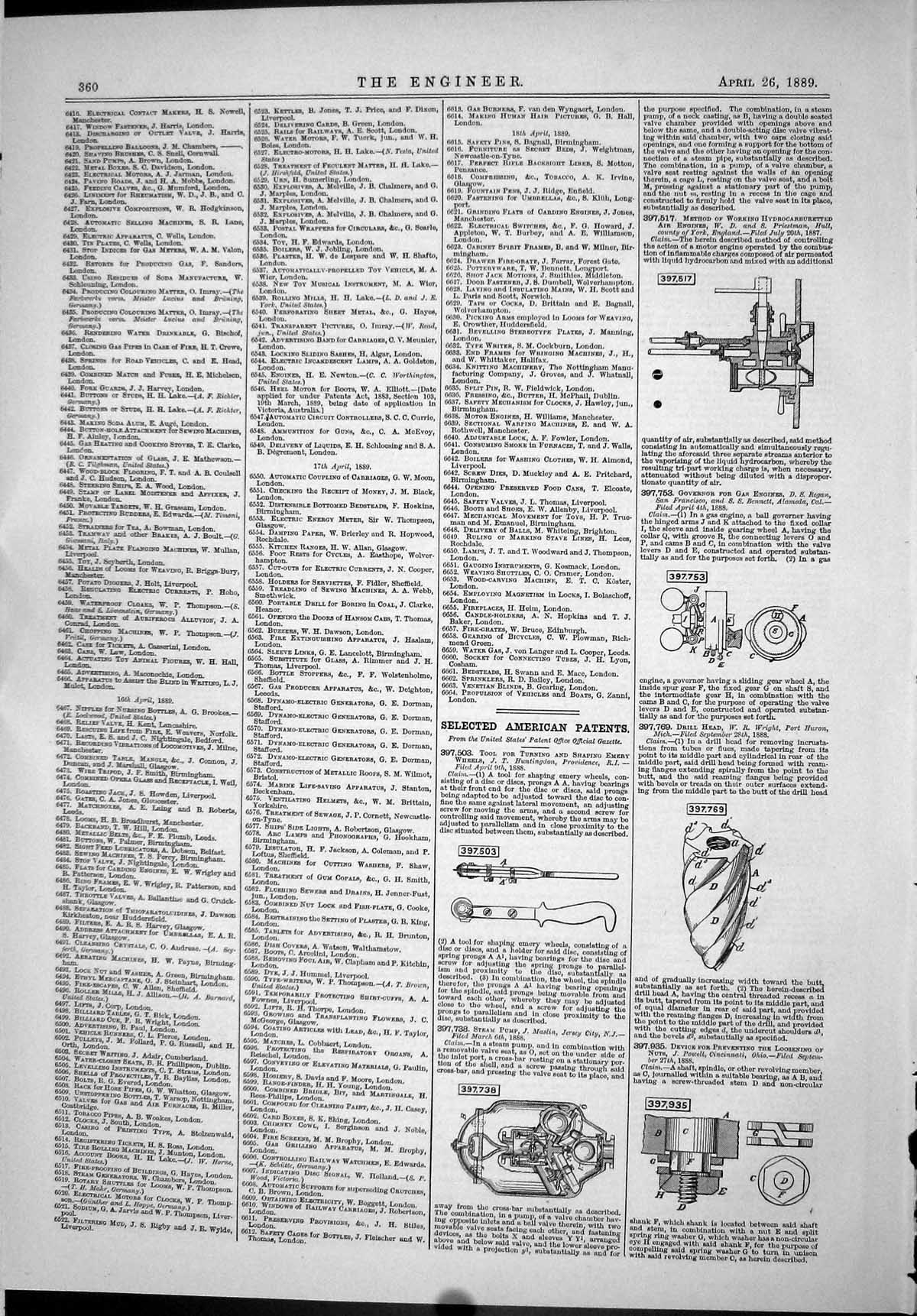 Old American Patents 1889 Huntingdon Maslin Steam Pump Wright Powell Victorian