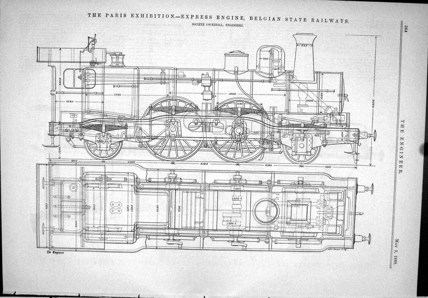 Old Express Engine Train Belgian Railway Cockerill 1889 Paris Exhibit Victorian