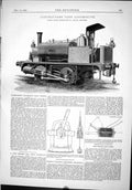 Old Print 1889 Contractor'S Tank Locomotive Train Ruston Gripper Tramways 19th
