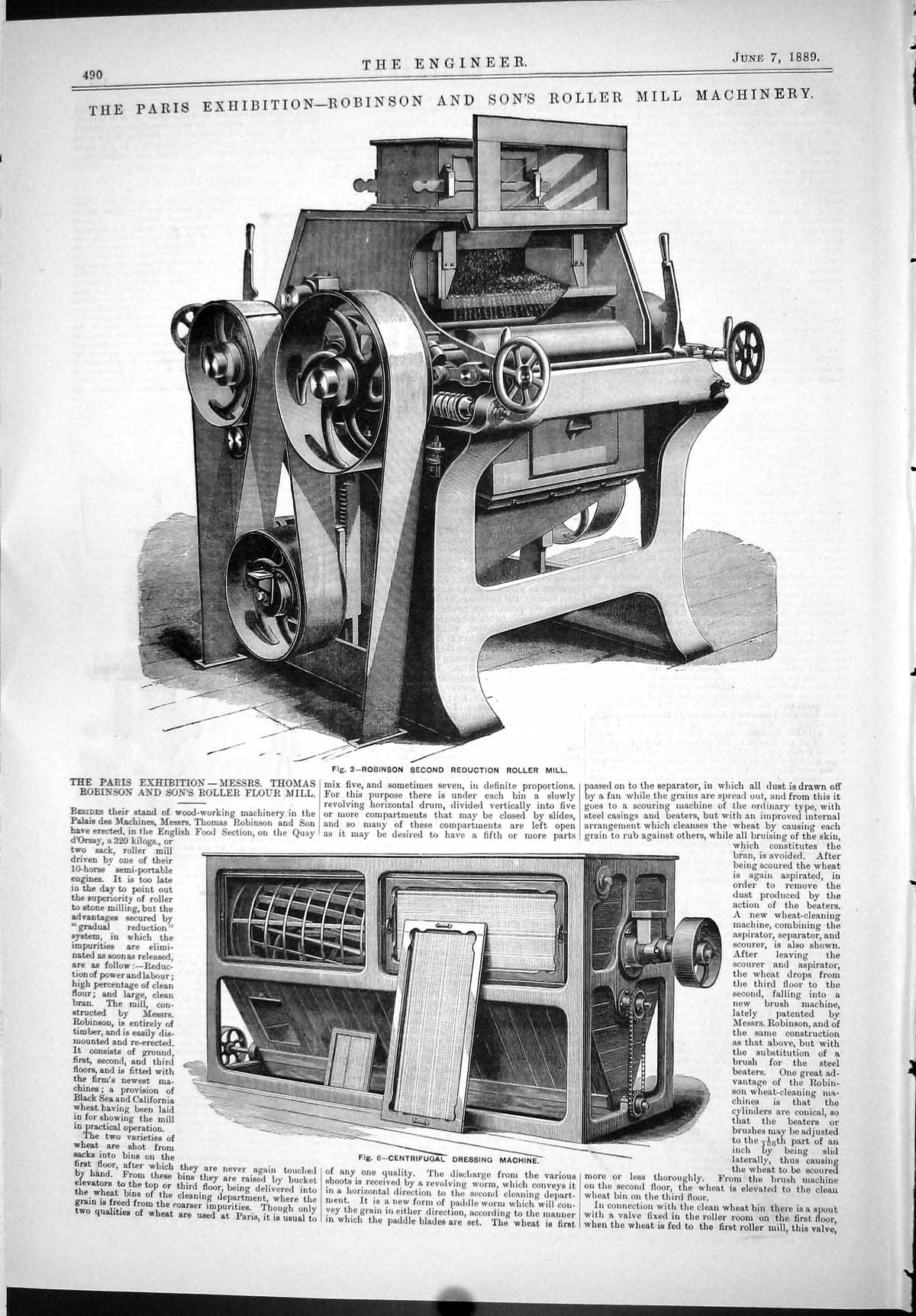Antique Print 1889 Robinson Roller Flour Mill Machinery Germ Dickey Scalper