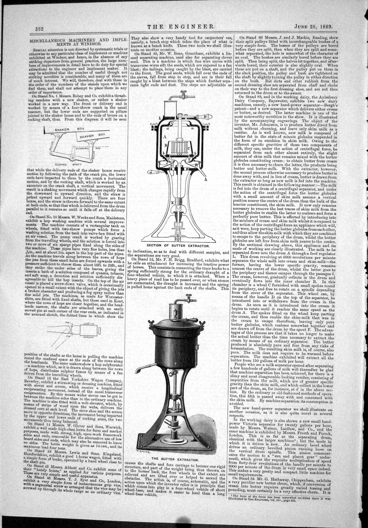 Old 1889 Engineering Butter Extractor Windsor Railway Accidents Wisem Victorian
