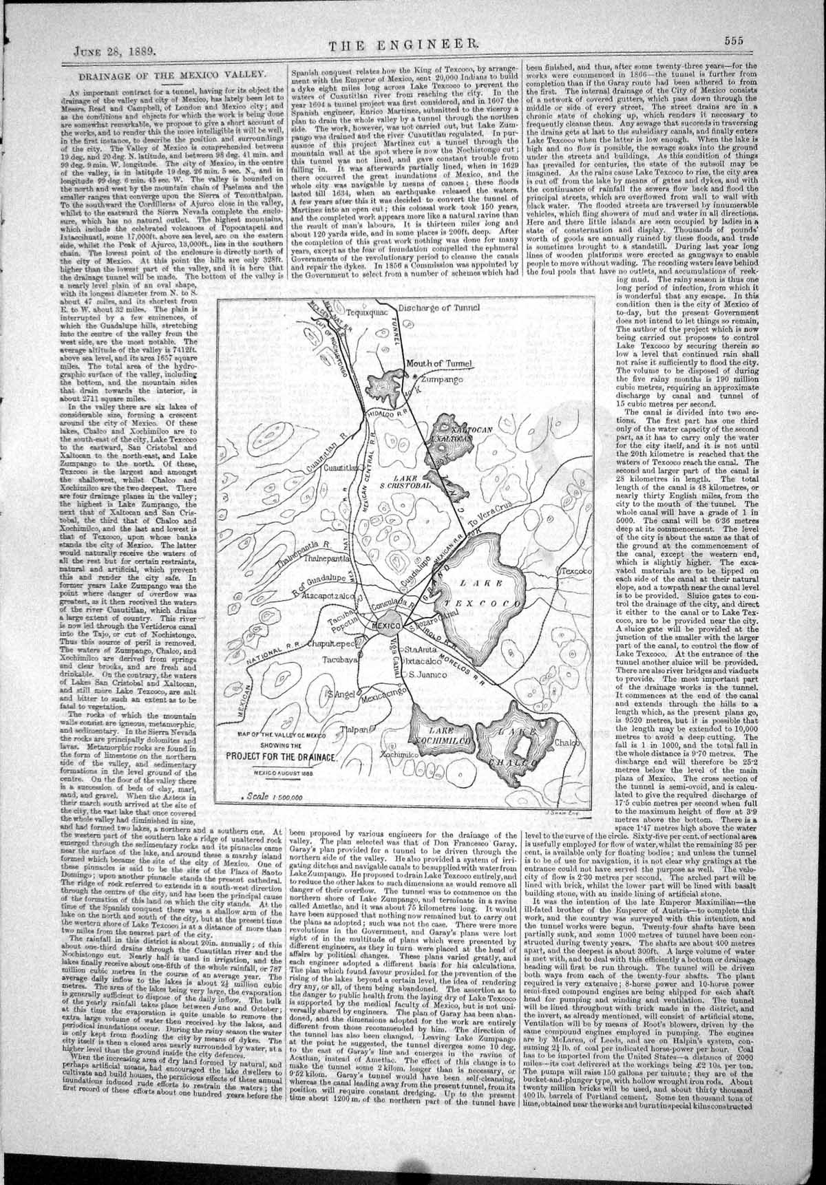 Antique Print 1889 Plan Drainage Mexico Valley Denny Patent Nutlock Washer 19th
