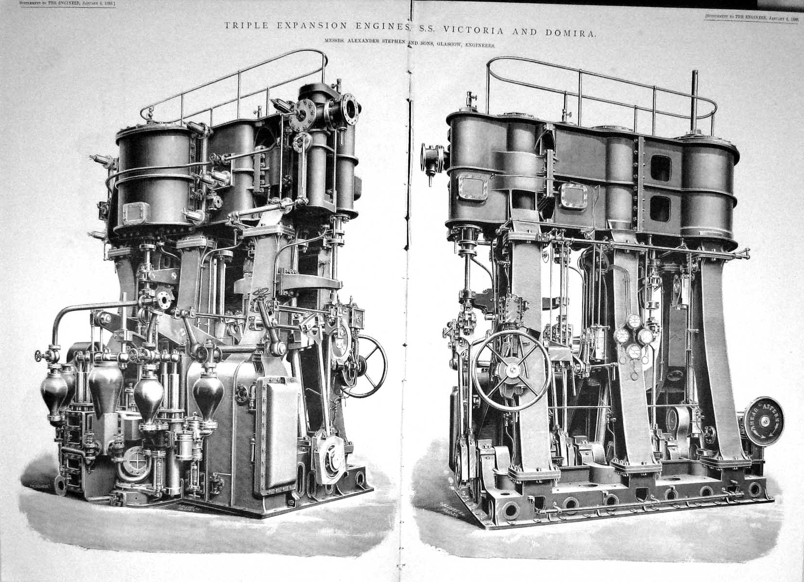 Old 1889 Triple Expansion Engines Ship Victoria Domira Alexander Step 19th
