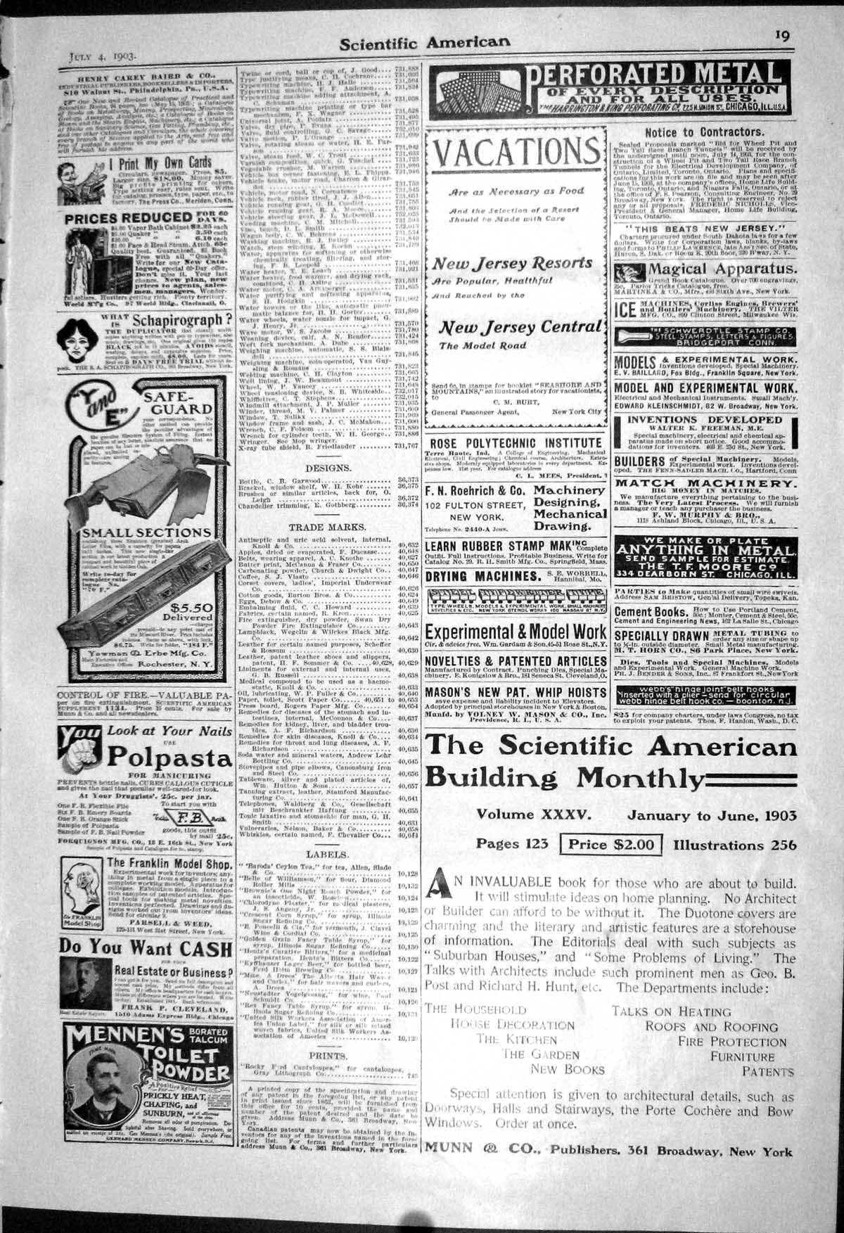 Old Print 1903 Scientific American Munn Mennen Yawman Columbia Car Watch 20th